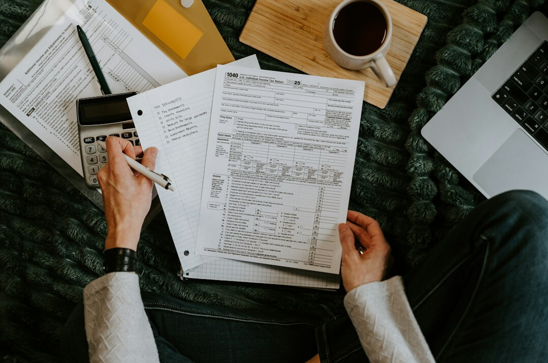 person reading financial report